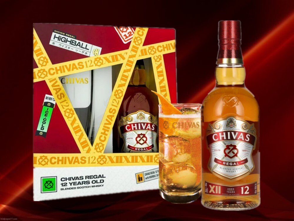 Chivas Regal 12 Yr Old Scotch Whisky Limited Edition Gift Pack (Free Highball Glass)
