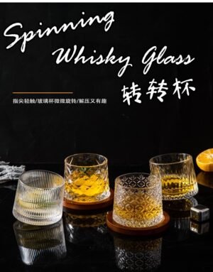 Spinning Whisky Glass with coaster 威士忌旋转酒杯