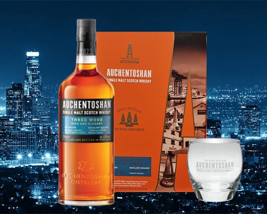 Auchentoshan Three Wood SIngle Malt Scotch Whisky 700ml Gift Pack