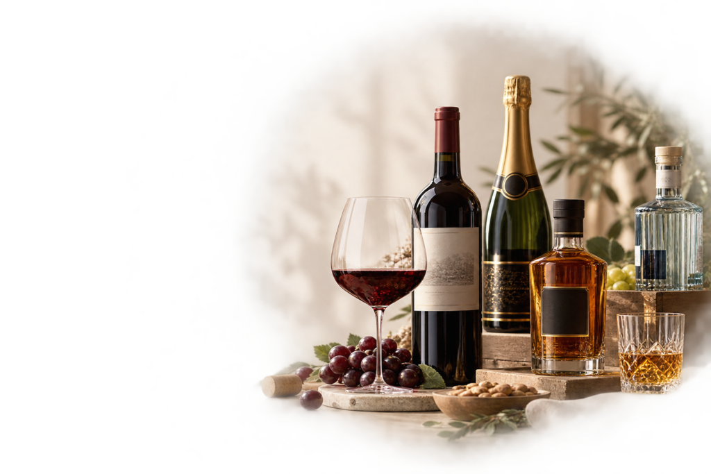 Premium selection of wine, champagne and spirits